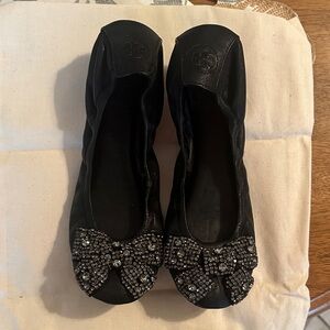 Tory Burch rhinestone bow ballet flats